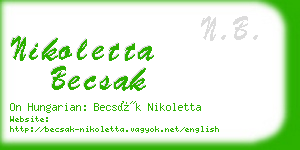 nikoletta becsak business card